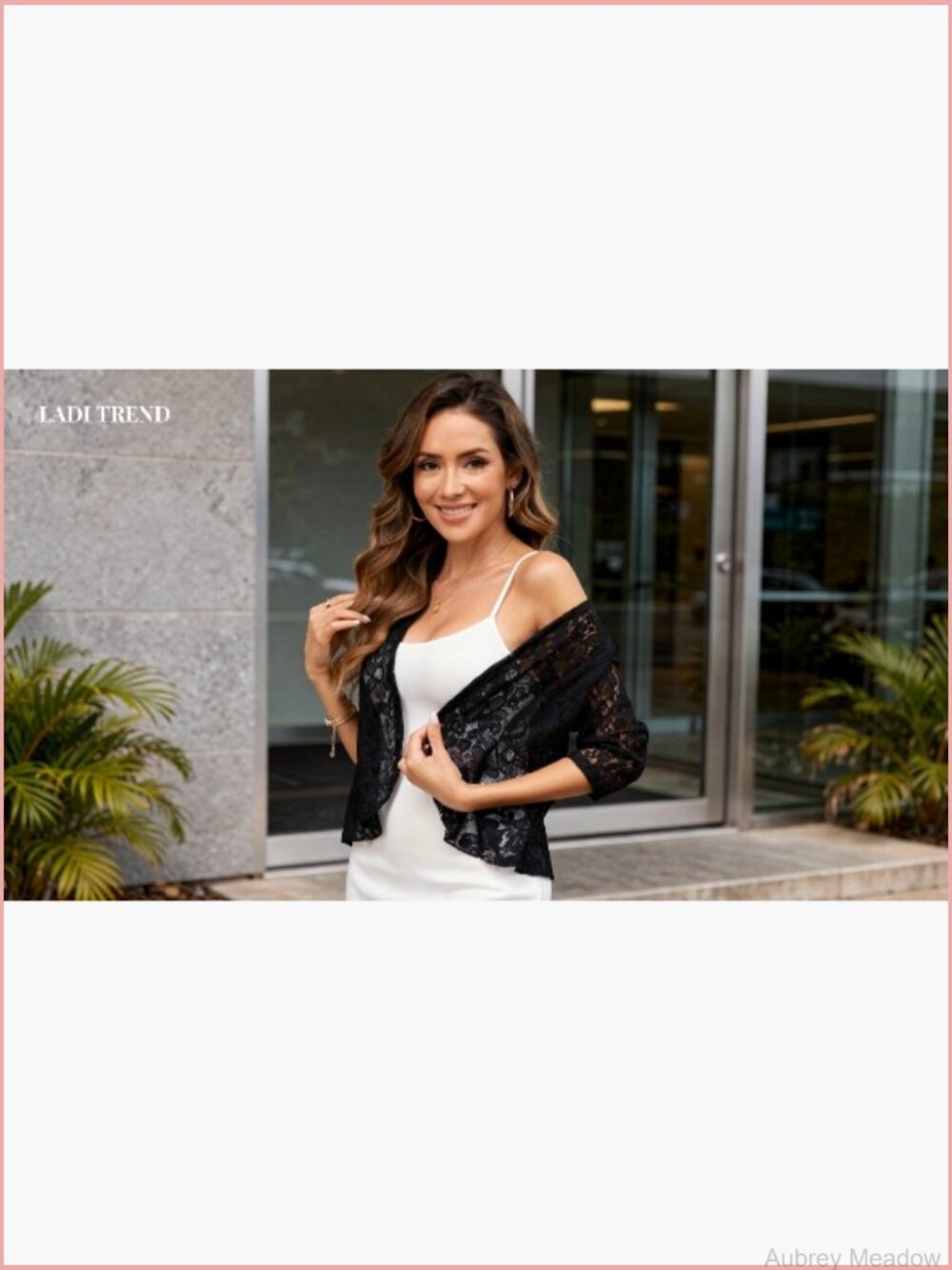 Floral Lace Open Front Cardigan 3/4 Sleeve Cropped Bolero Shrug - Picture 7 of 7